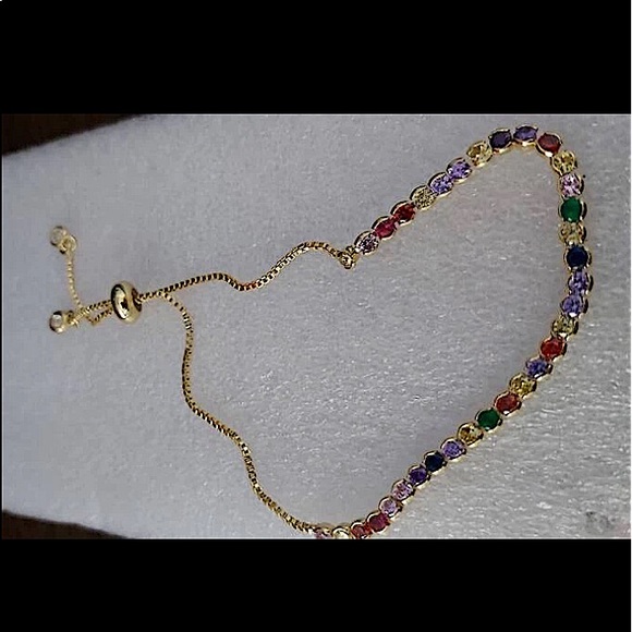 Gold Multicolor Gemstone Bracelet - Picture 4 of 5